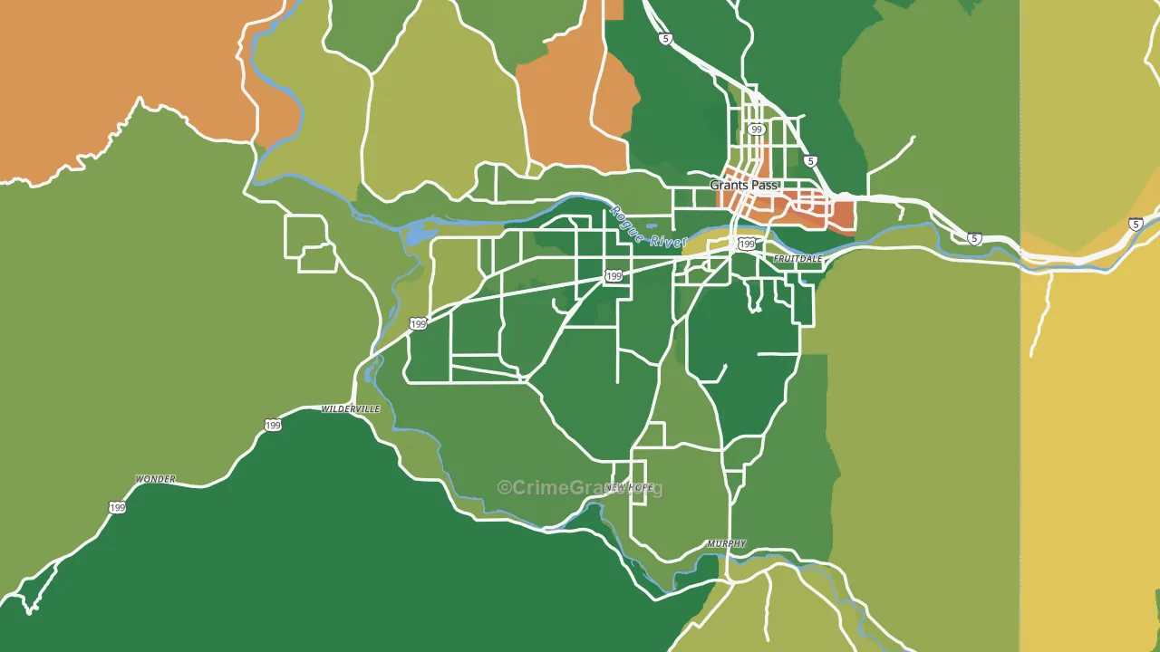 Josephine County, OR Map of Robbery Rates