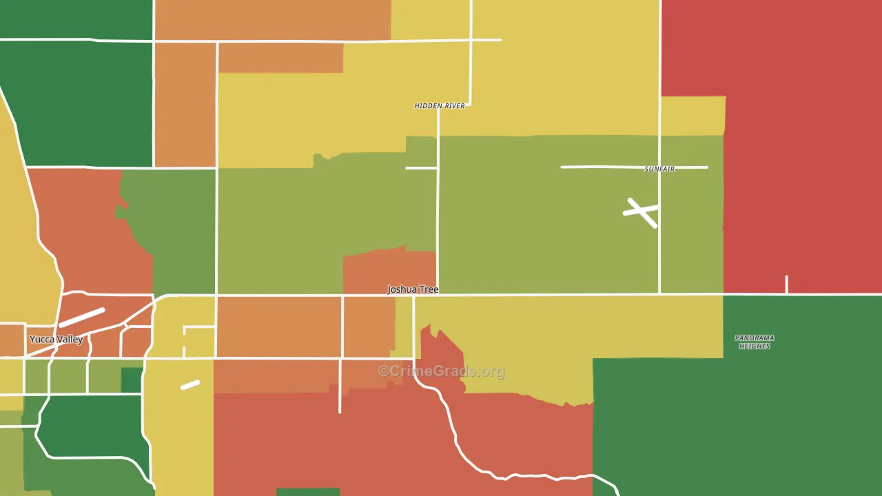 Joshua Tree, CA Map of Robbery Rates