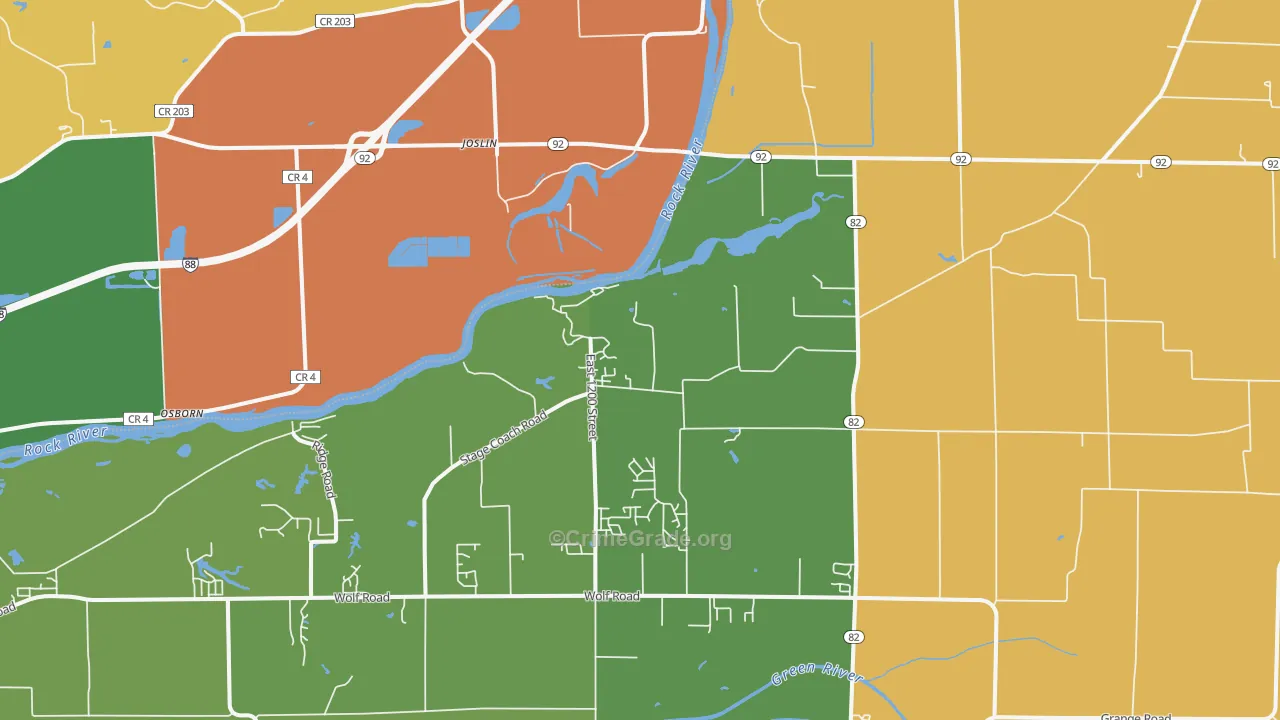 Joslin, IL Map of Robbery Rates