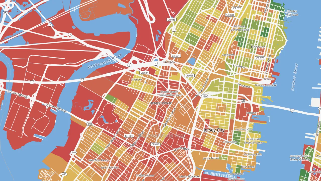 Journal Square, Jersey City, NJ Map of Robbery Rates