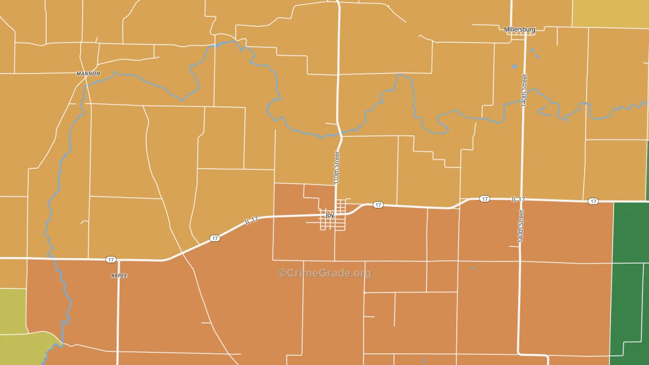 Joy, IL Map of Robbery Rates