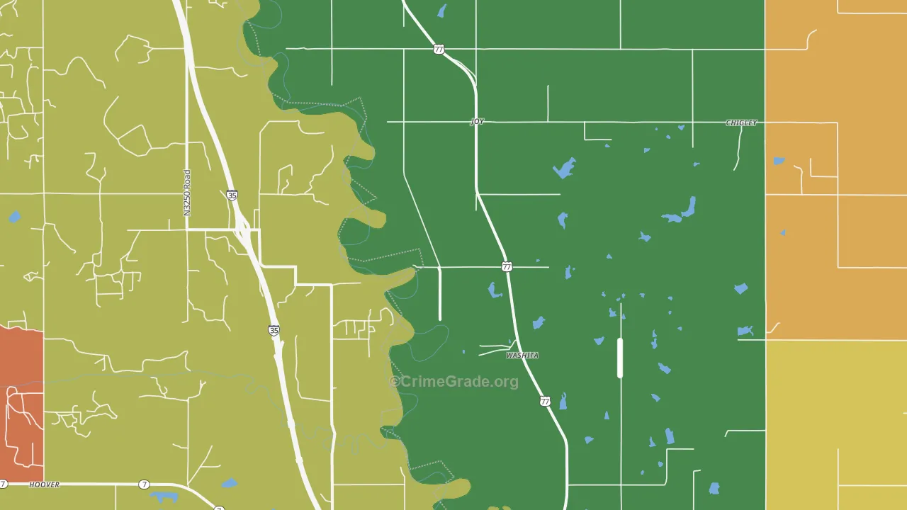 Joy, OK Map of Robbery Rates