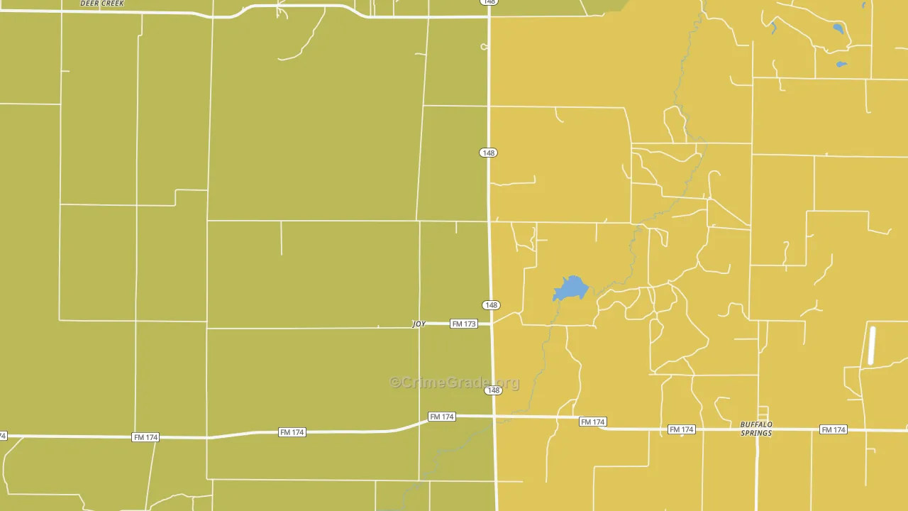 Joy, TX Map of Robbery Rates