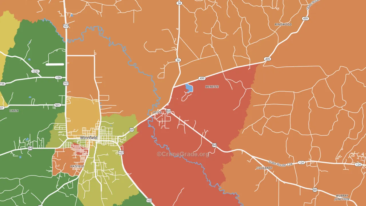 Joyce, LA Map of Robbery Rates