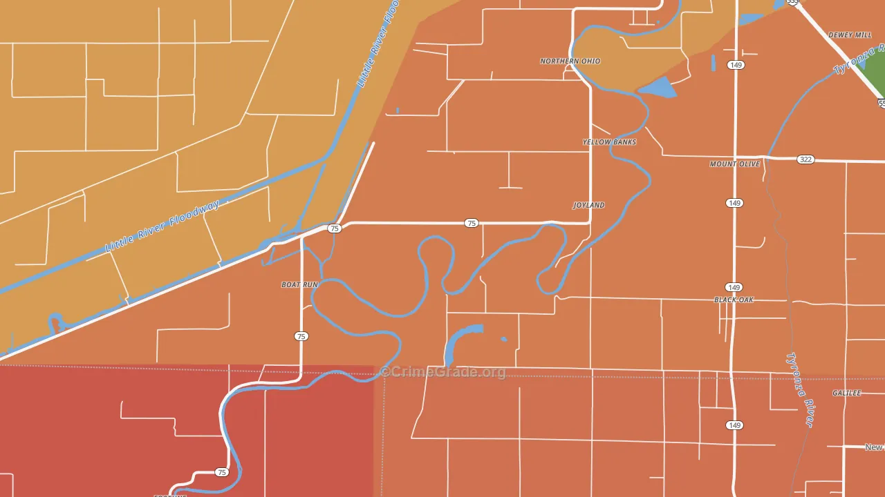 Joyland, AR Map of Robbery Rates
