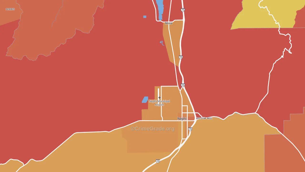Juab County, UT Map of Robbery Rates