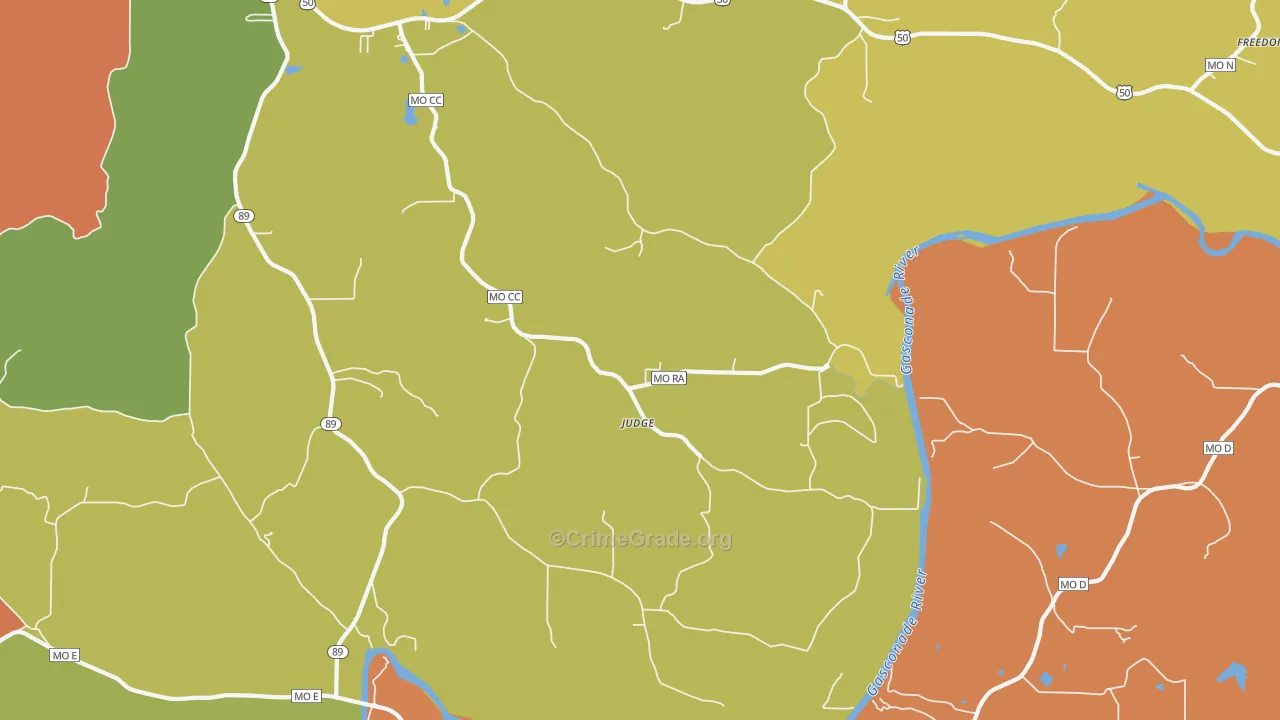 Judge, MO Map of Robbery Rates
