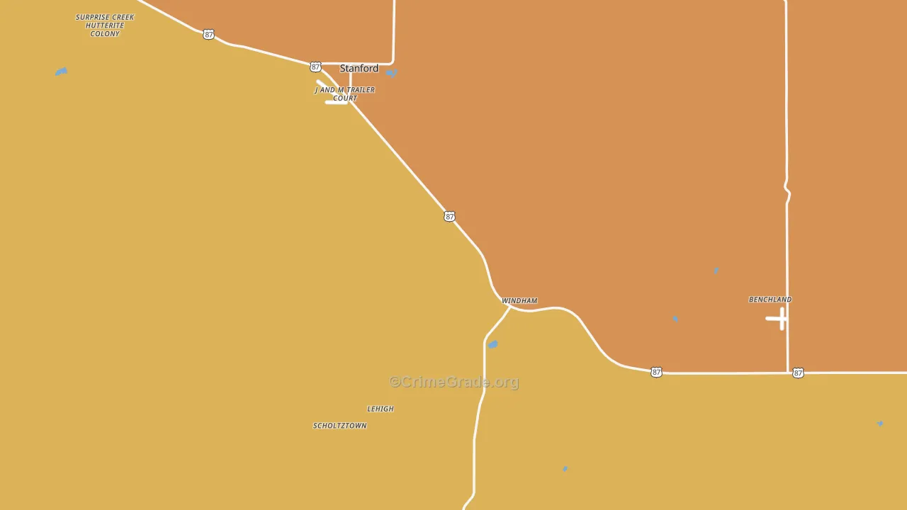 Judith Basin County, MT Map of Robbery Rates