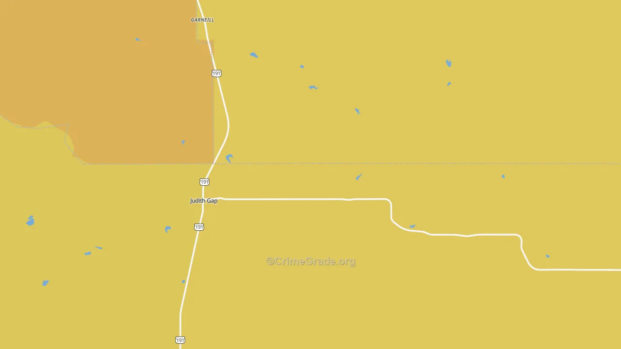 Judith Gap, MT Map of Robbery Rates