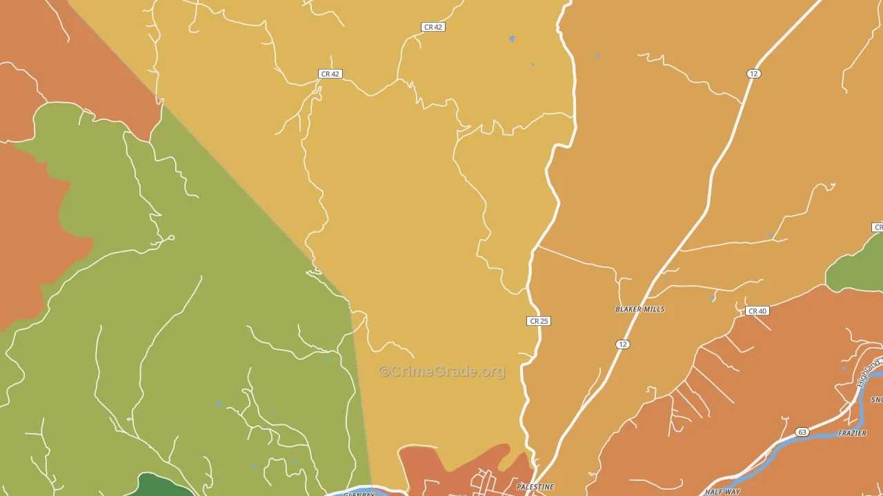 Judson, WV Map of Robbery Rates