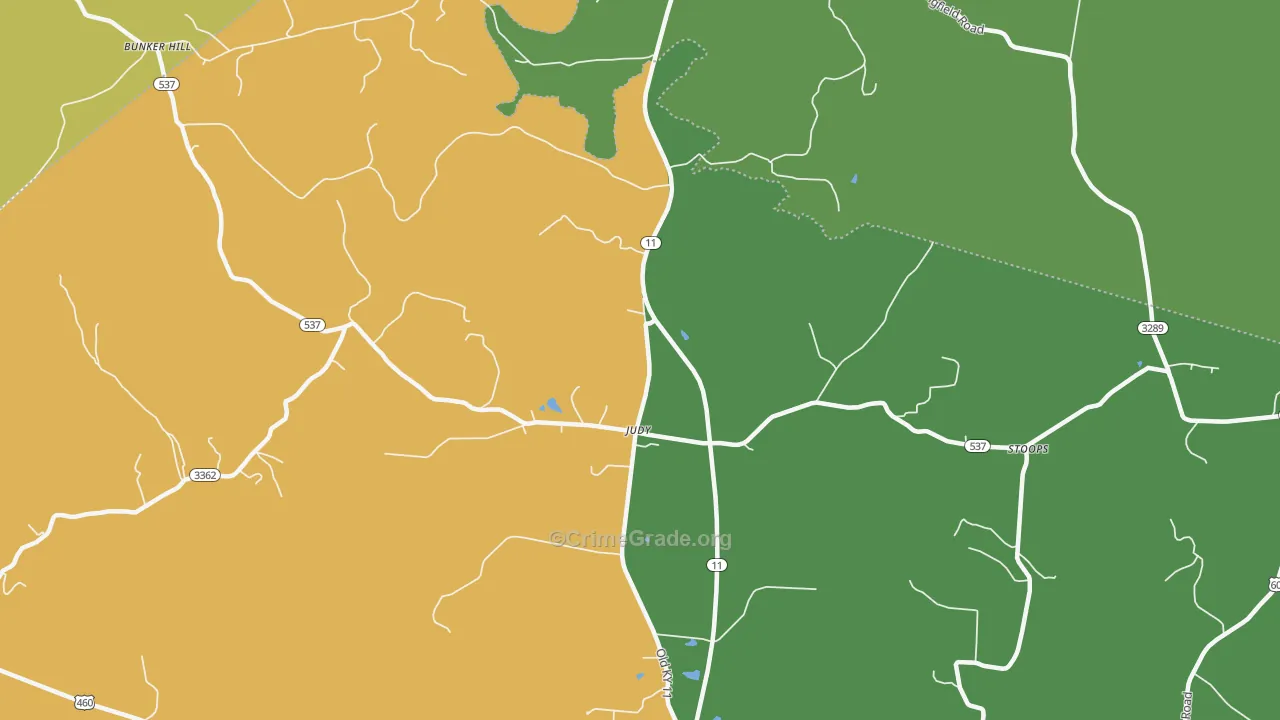 Judy, KY Map of Robbery Rates