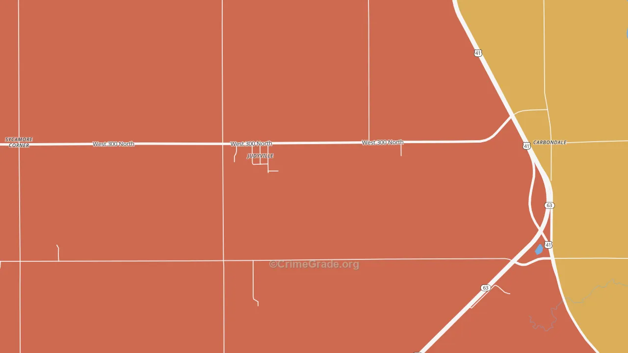 Judyville, IN Map of Robbery Rates