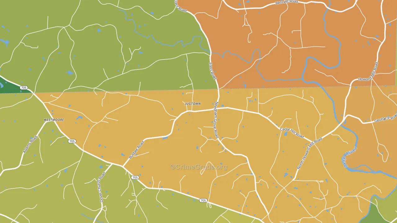 Jugtown, NC Map of Robbery Rates