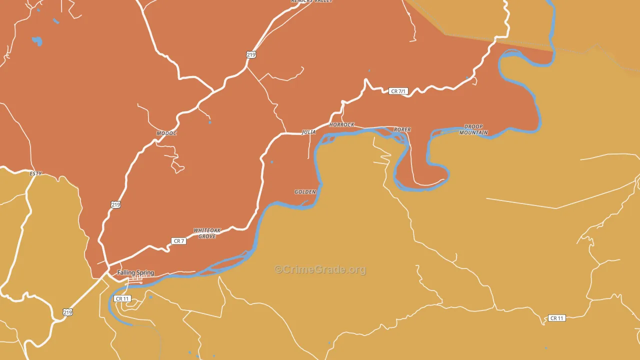 Julia, WV Map of Robbery Rates