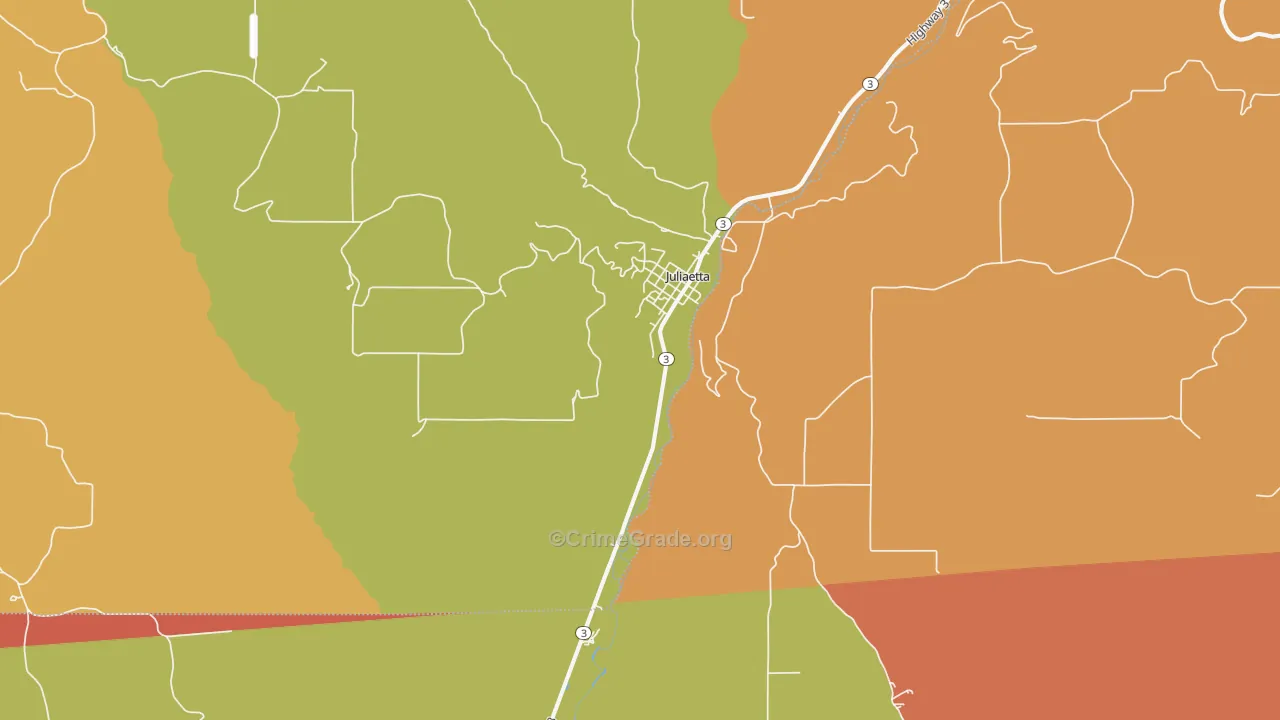 Juliaetta, ID Map of Robbery Rates
