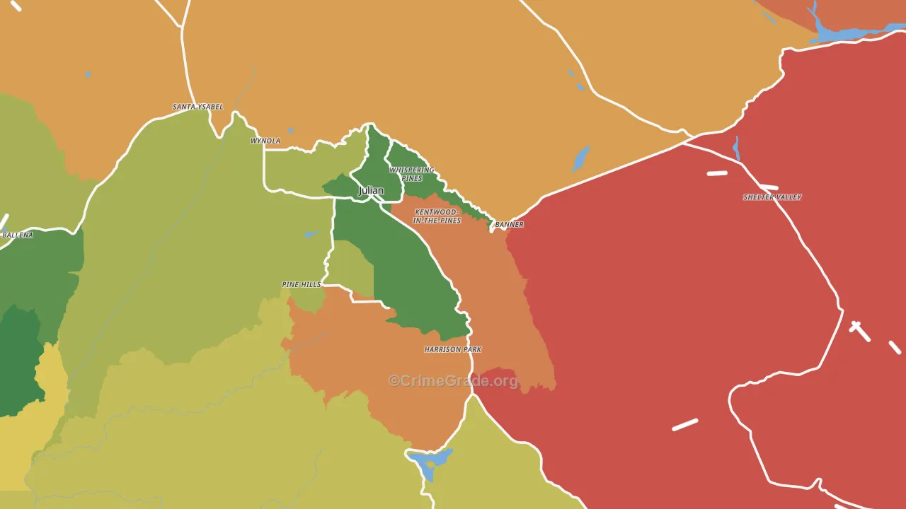 Julian, CA Map of Robbery Rates