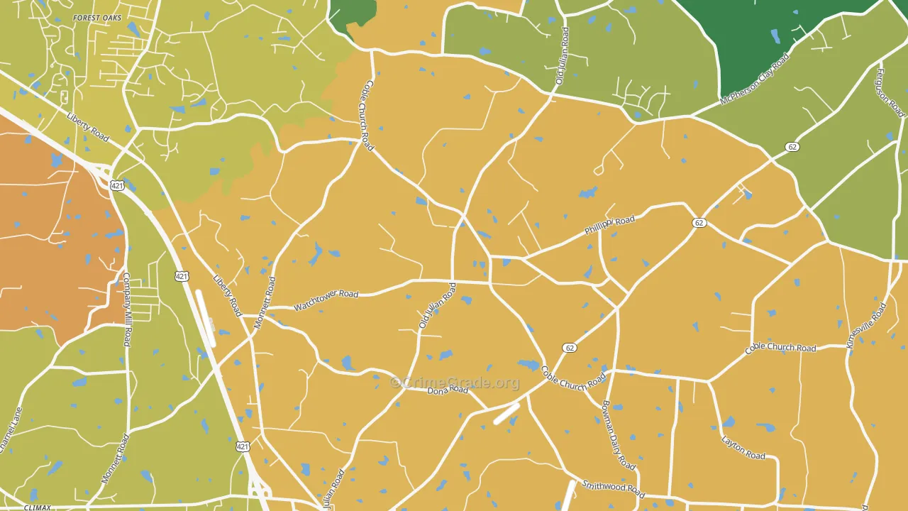 Julian, NC Map of Robbery Rates