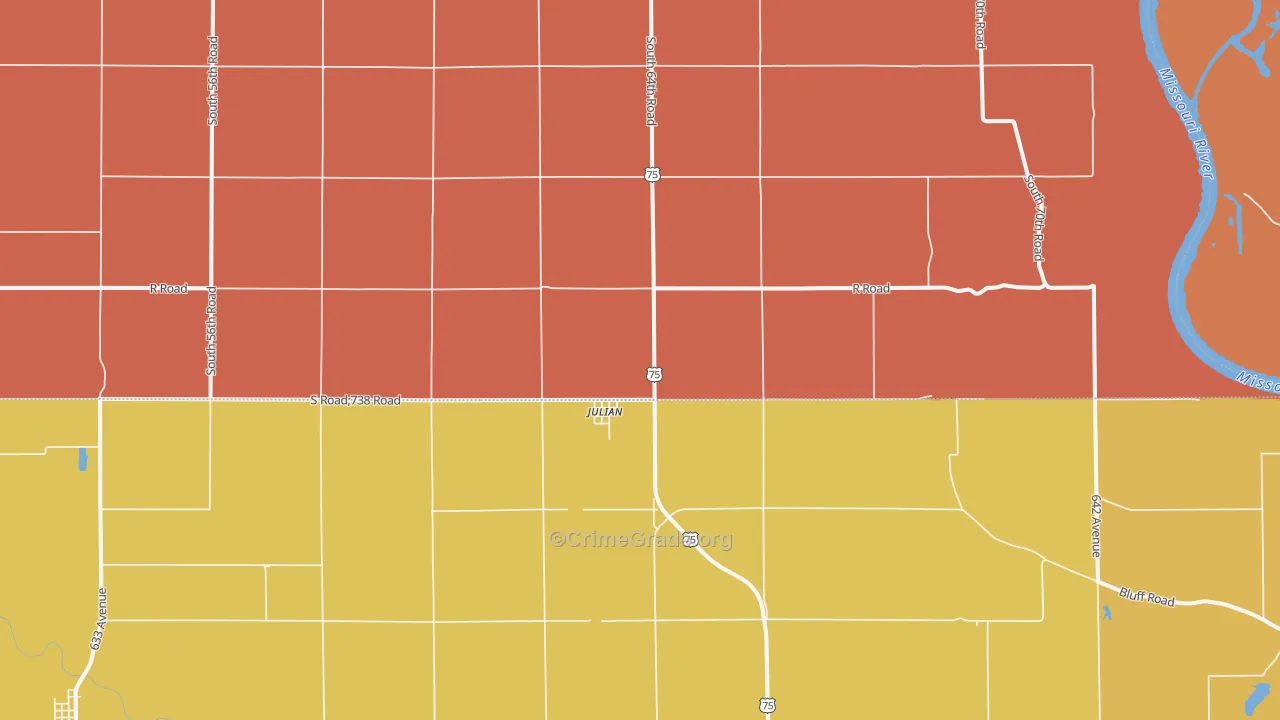 Julian, NE Map of Robbery Rates
