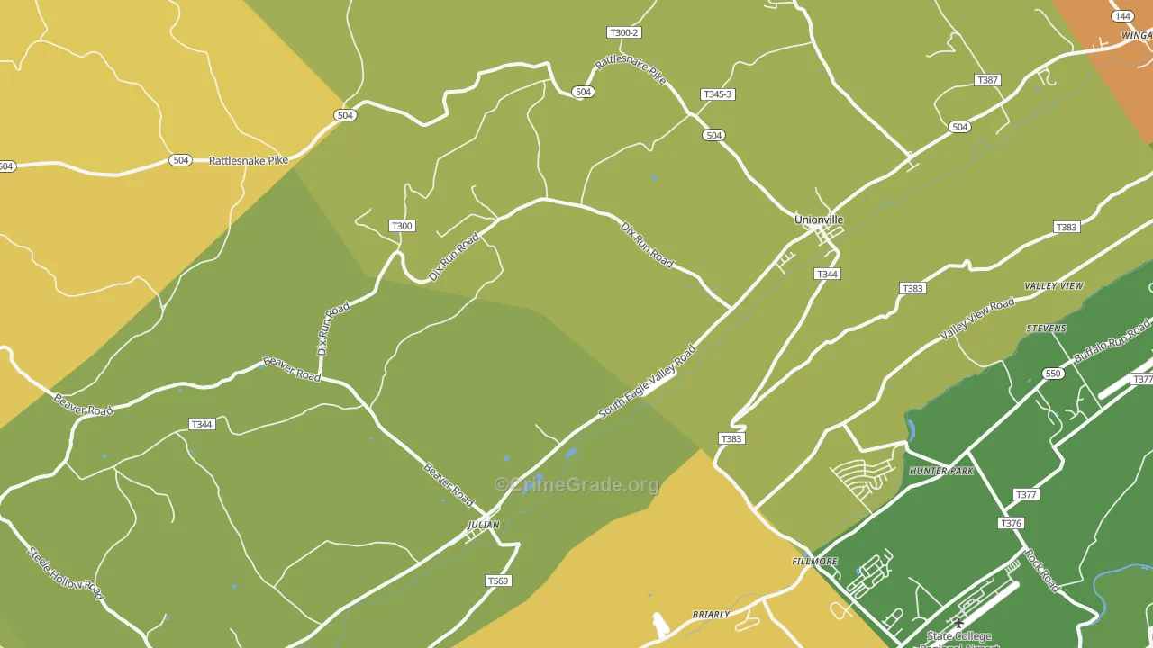 Julian, PA Map of Robbery Rates