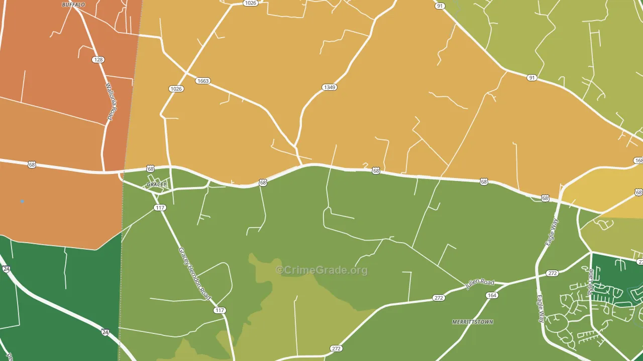 Julien, KY Map of Robbery Rates
