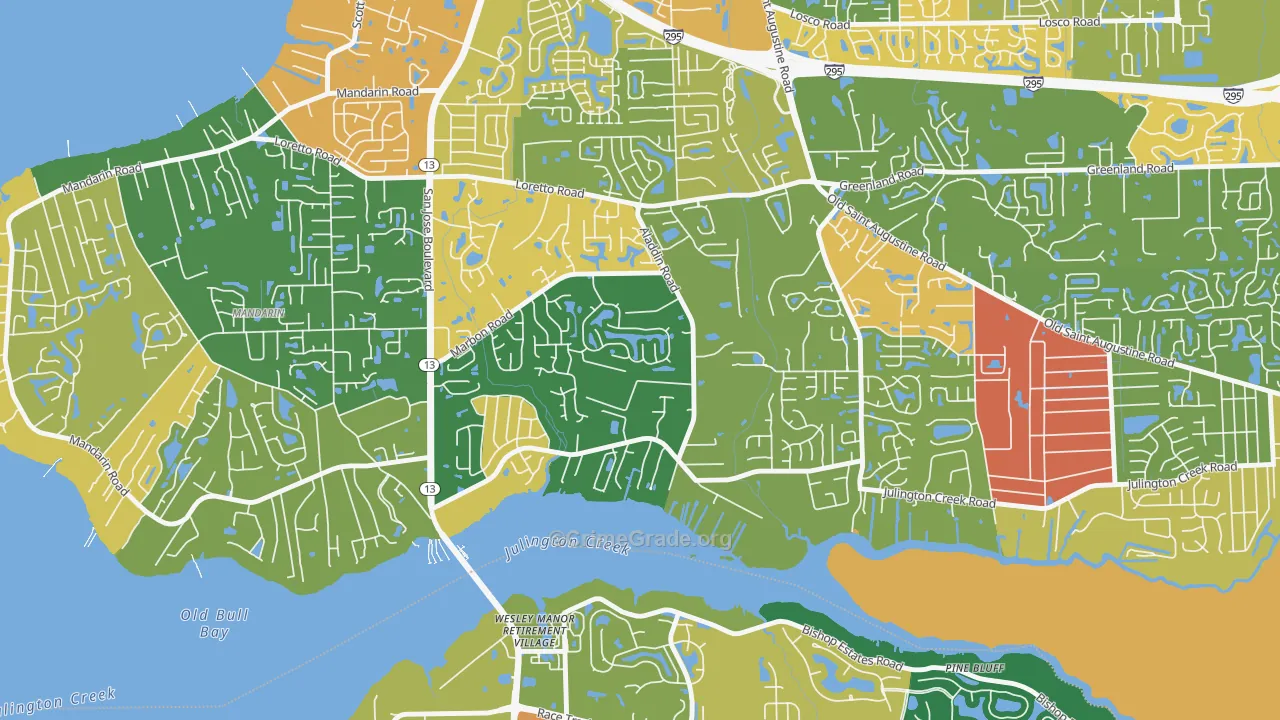 Julington Creek, Jacksonville, FL Map of Robbery Rates
