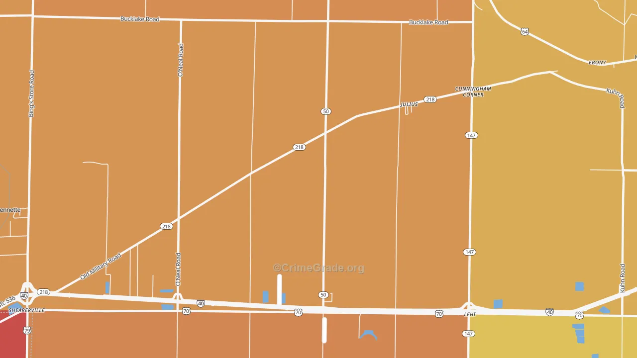 Julius, AR Map of Robbery Rates
