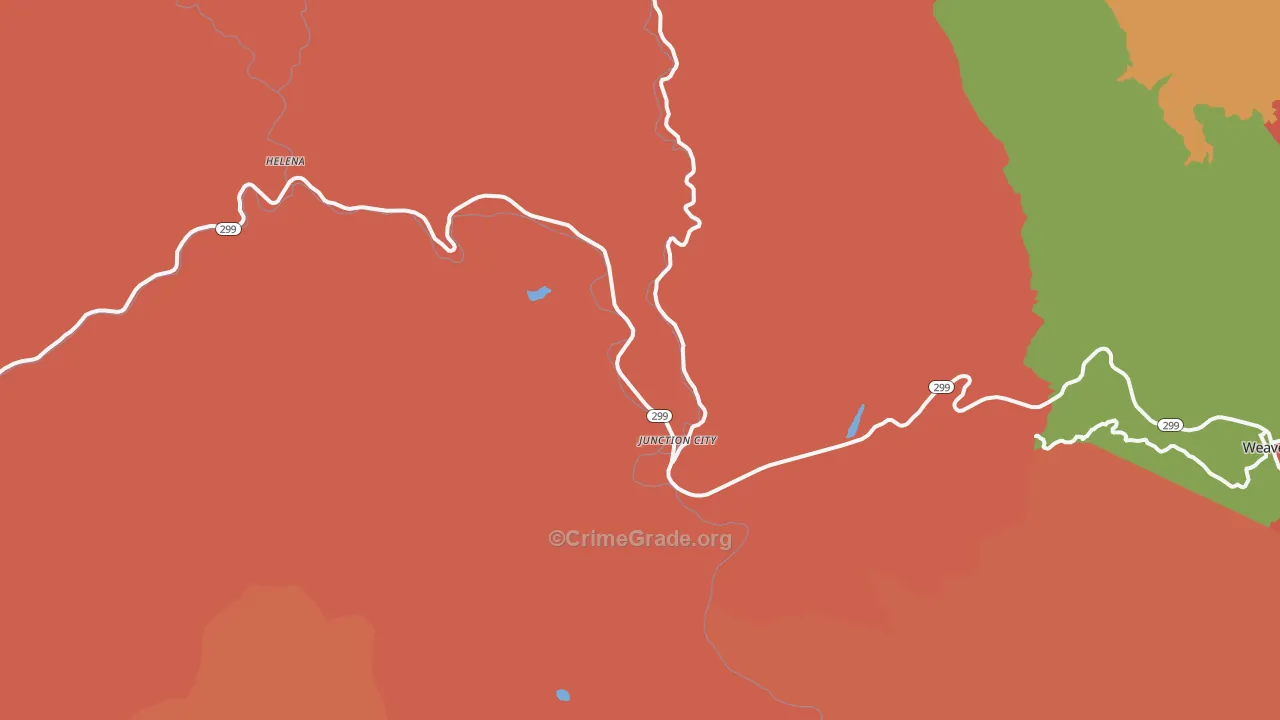 Junction City, CA Map of Robbery Rates