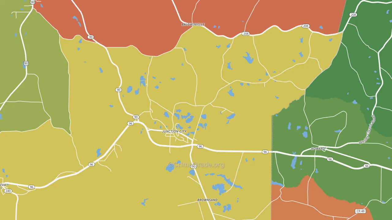 Junction City, GA Map of Robbery Rates