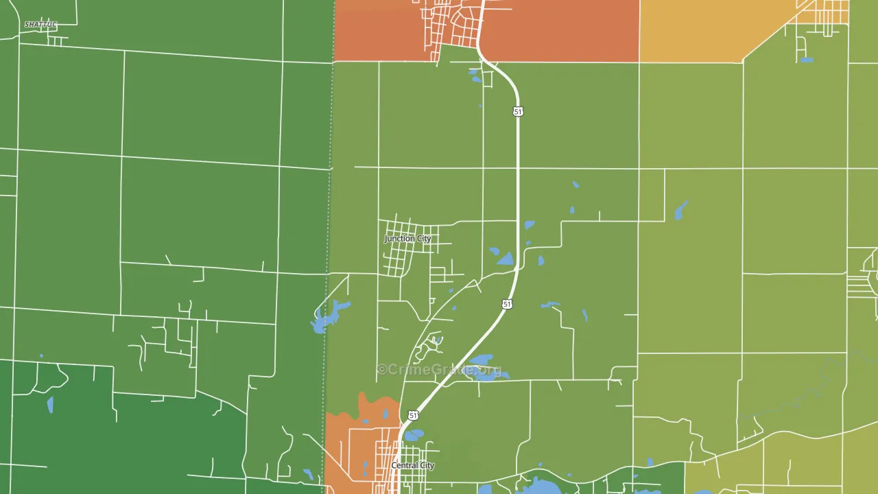 Junction City, IL Map of Robbery Rates