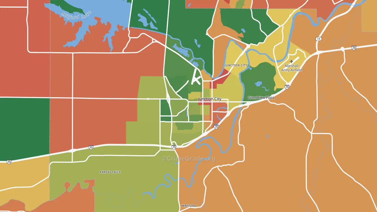 Junction City, KS Map of Robbery Rates