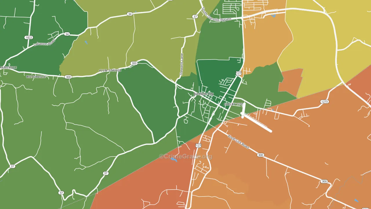Junction City, KY Map of Robbery Rates