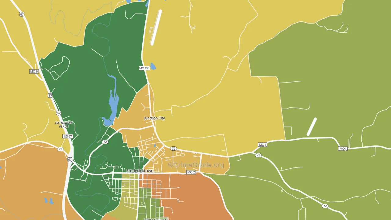 Junction City, MO Map of Robbery Rates