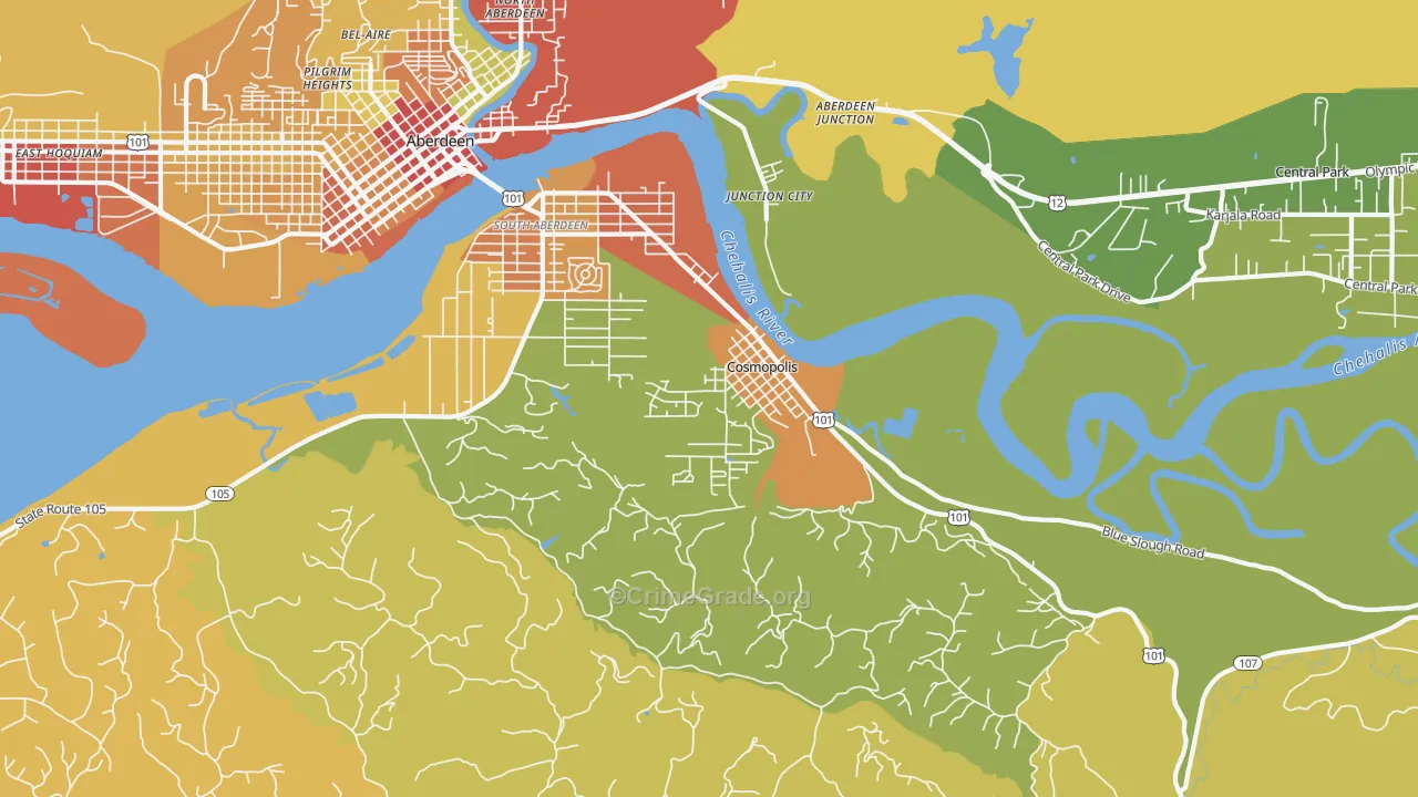 Junction City, WA Map of Robbery Rates