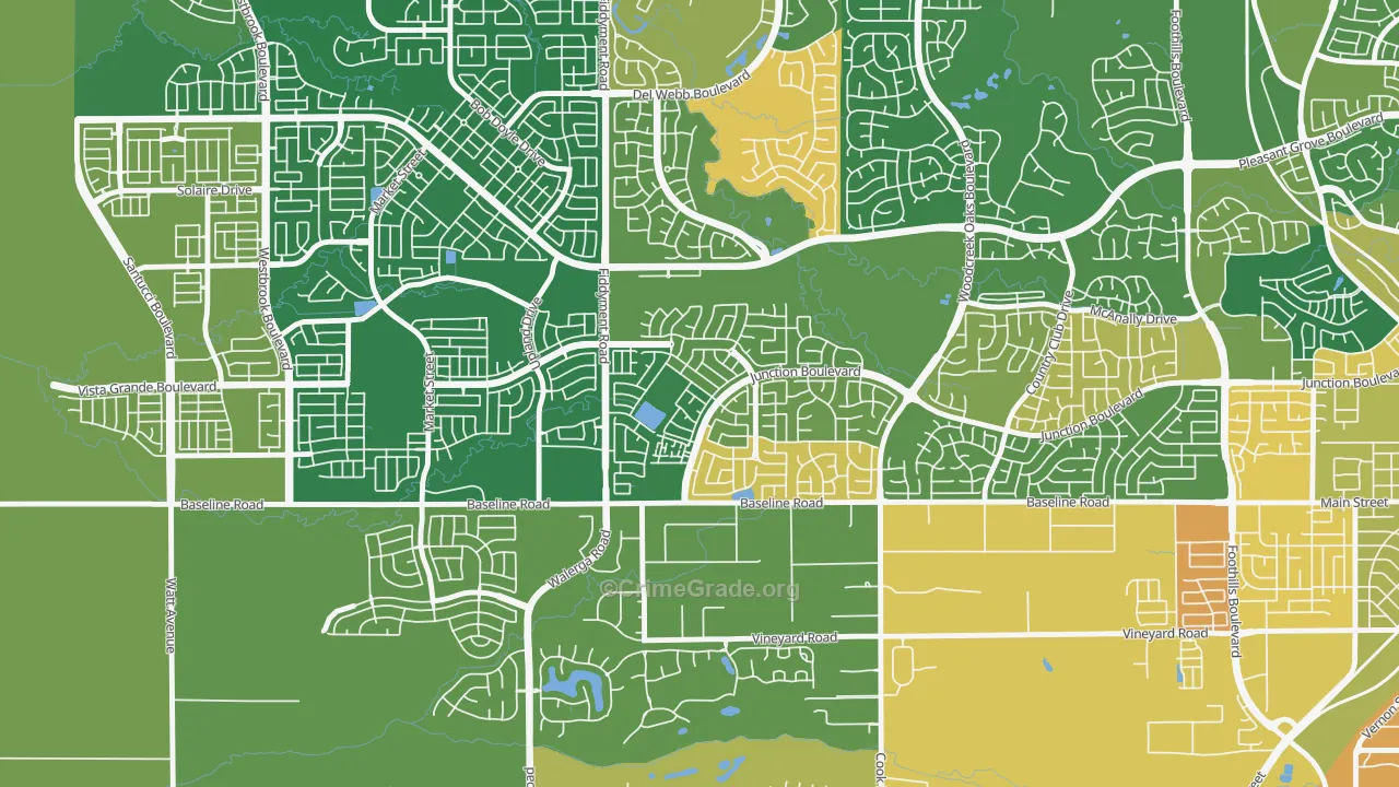 Junction West, Roseville, CA Map of Robbery Rates