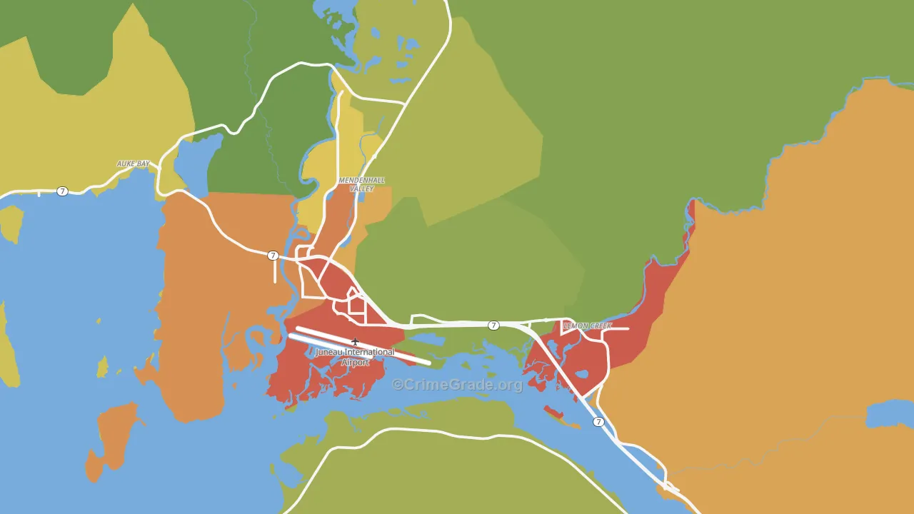 Juneau, AK Map of Robbery Rates