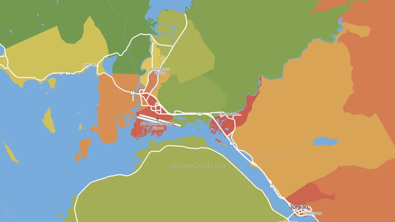 Juneau City and Borough, AK Map of Robbery Rates