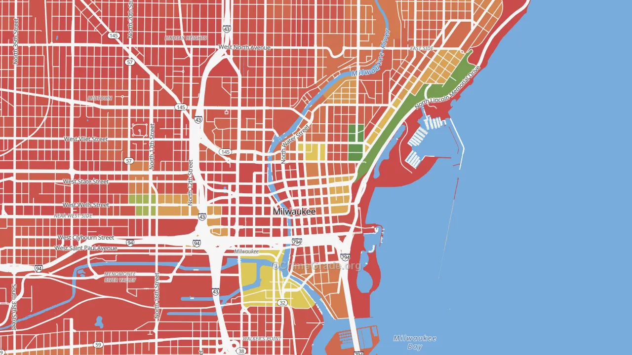 Juneau Town, Milwaukee, WI Map of Robbery Rates