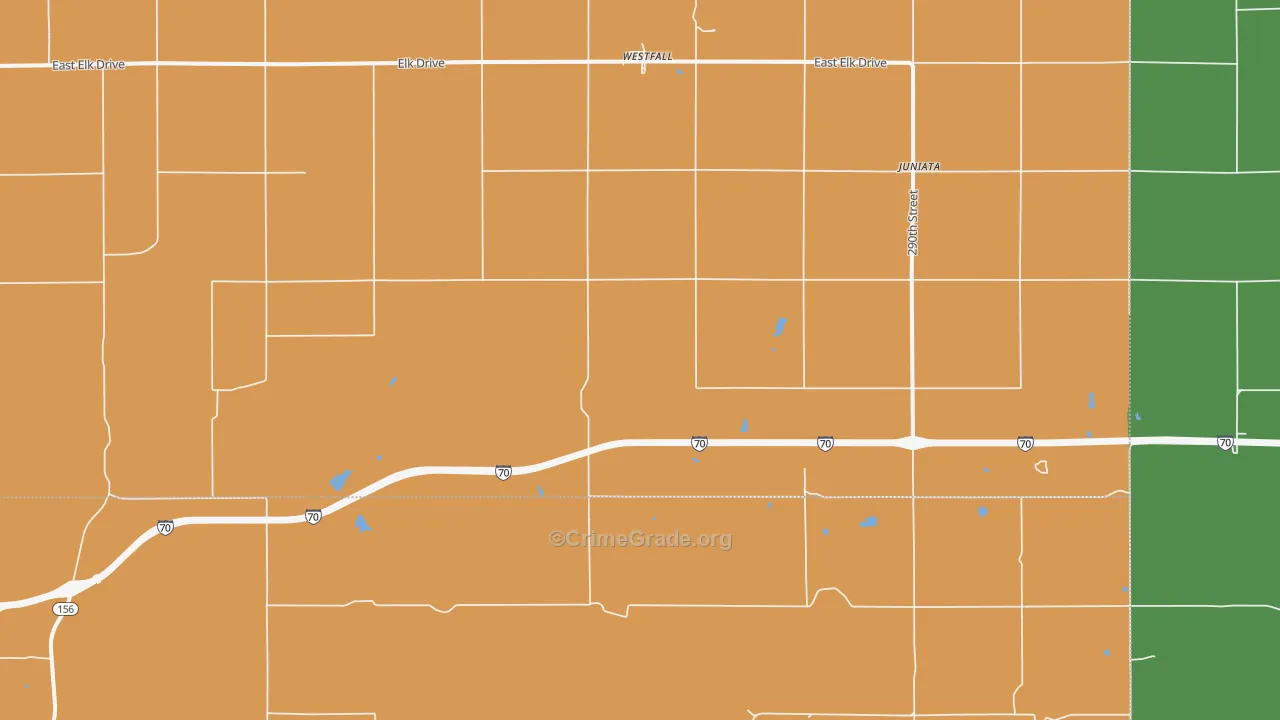 Juniata, KS Map of Robbery Rates