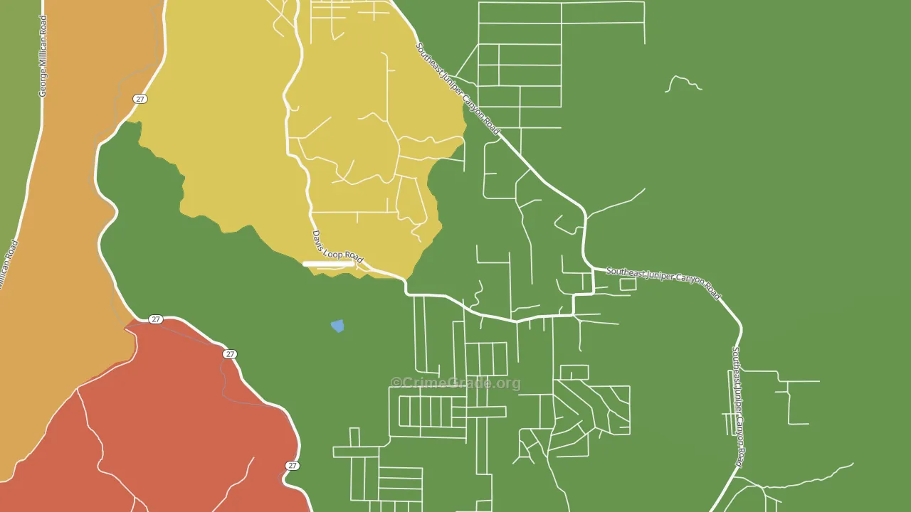 Juniper Canyon, Prineville, OR Map of Robbery Rates