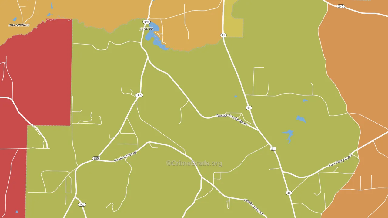 Juniper, GA Map of Robbery Rates