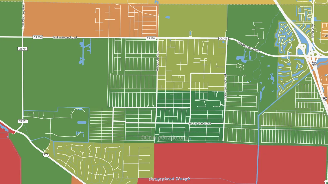 Jupiter Farms, FL Map of Robbery Rates
