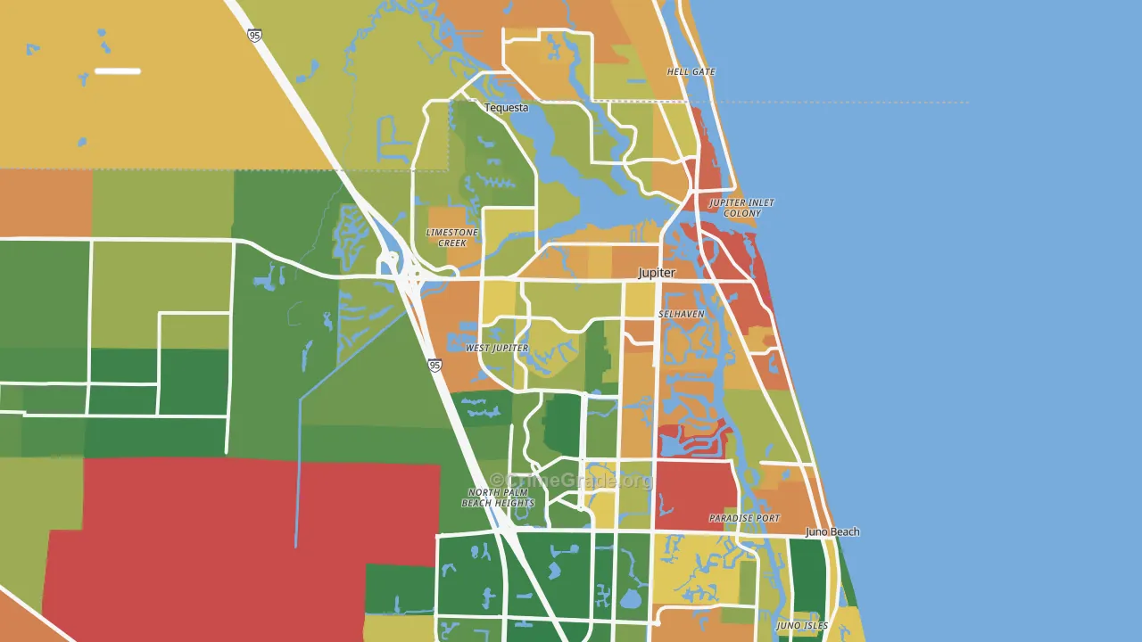Jupiter, FL Map of Robbery Rates