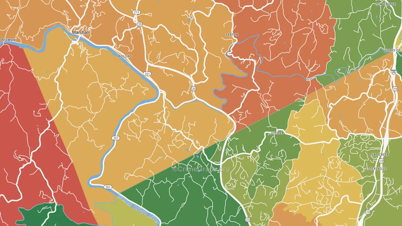 Jupiter, NC Map of Robbery Rates