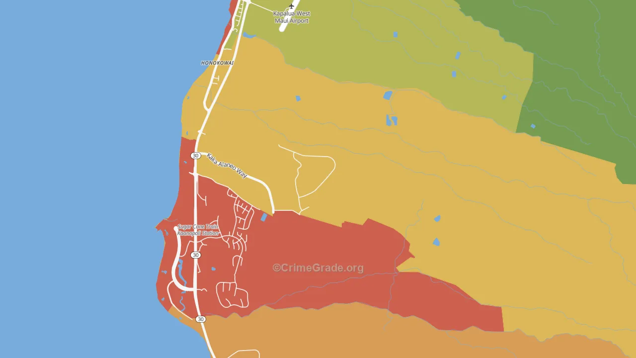 Kaanapali, HI Map of Robbery Rates