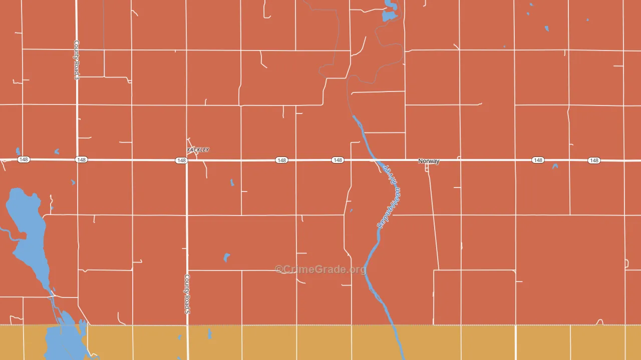 Kackley, KS Map of Robbery Rates