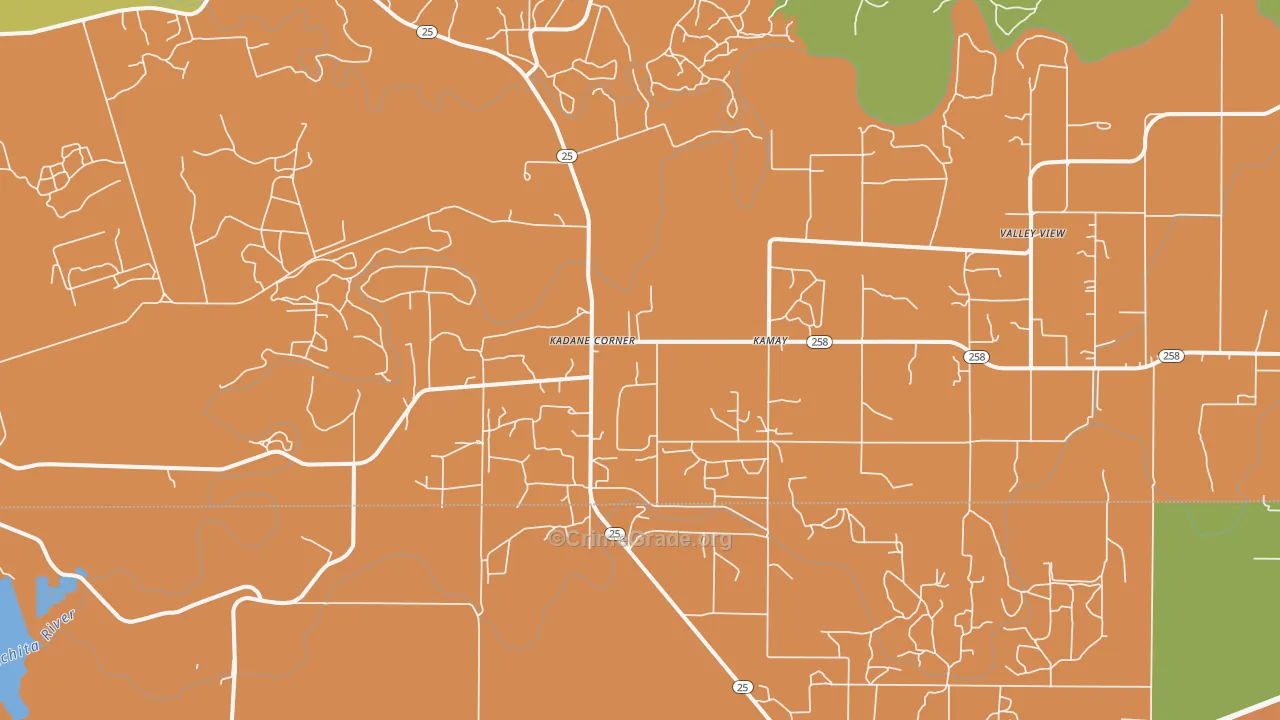 Kadane Corner, TX Map of Robbery Rates