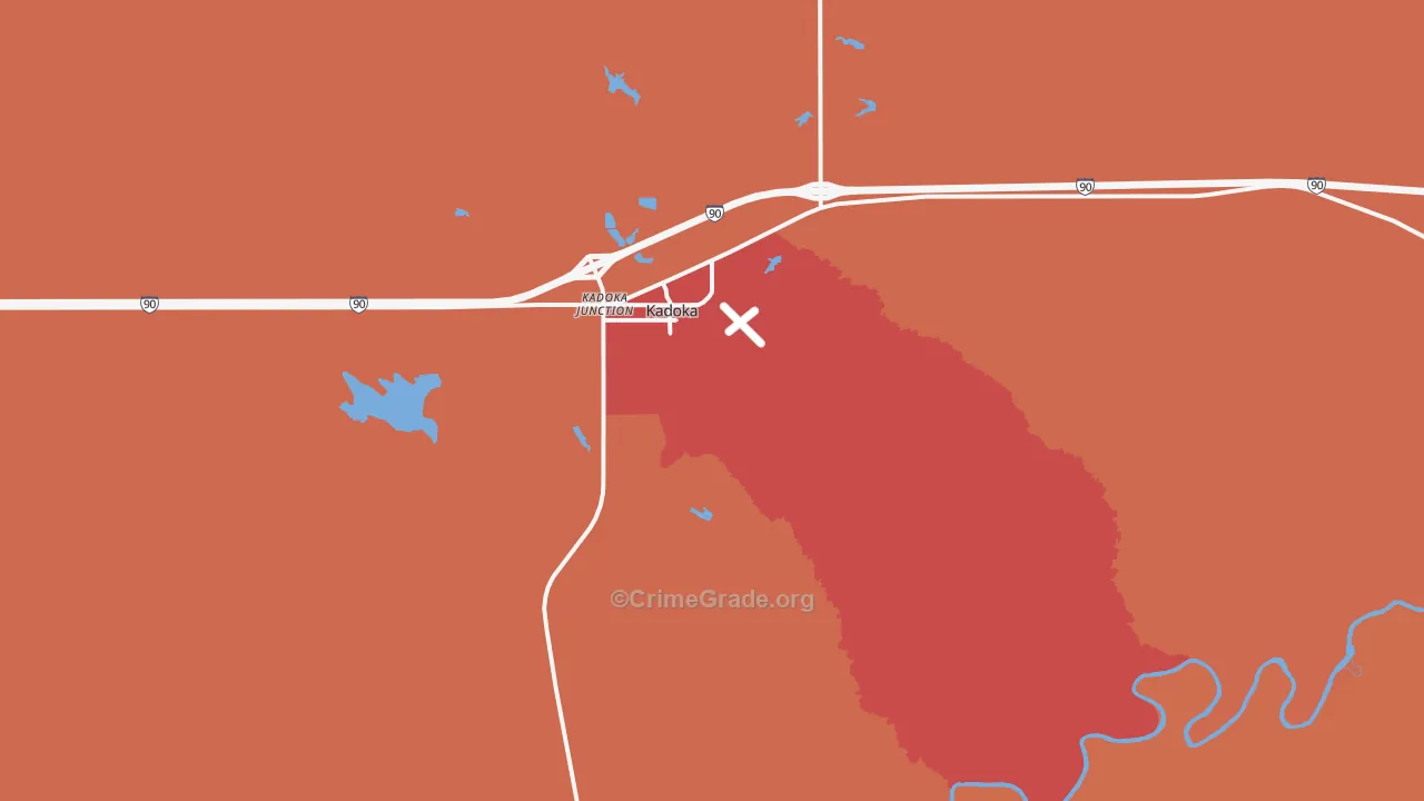 Kadoka, SD Map of Robbery Rates
