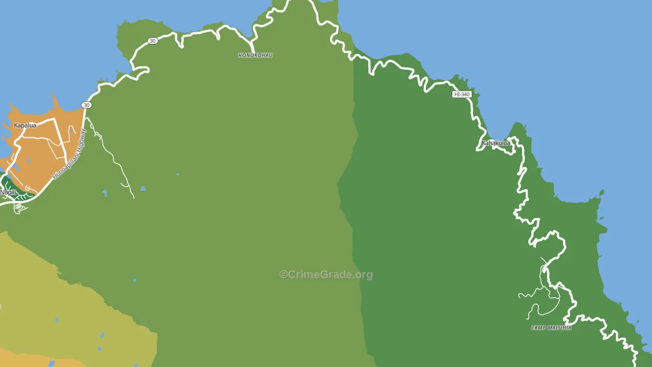 Kahakuloa, HI Map of Robbery Rates