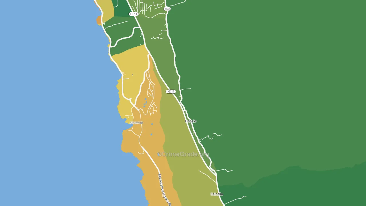 Kahaluu-Keauhou, HI Map of Robbery Rates