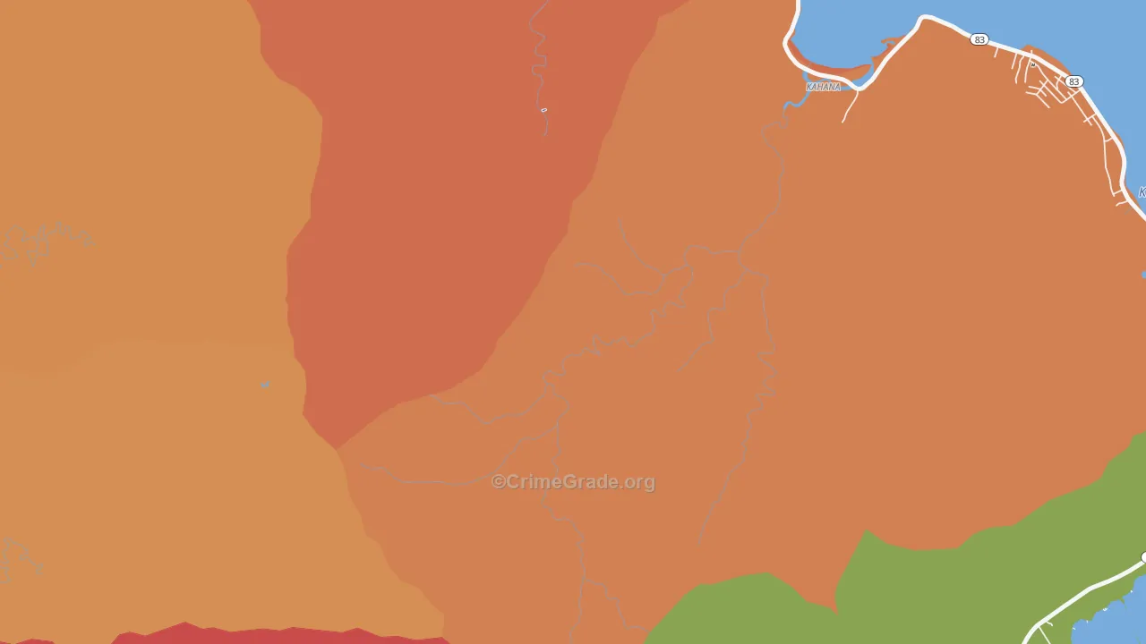 Kahana, HI Map of Robbery Rates